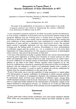 Osmometry in Vapour Phase. I. Osmotic