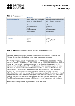 Pride and Prejudice Lesson 2 Answer key