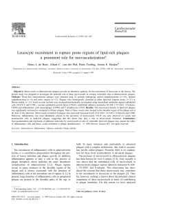 Leucocyte recruitment in rupture prone regions of lipid