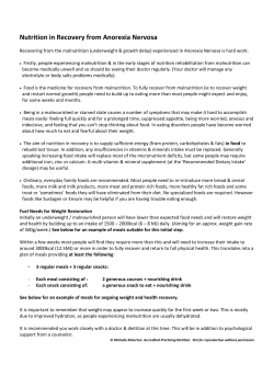 Nutrition in Recovery from AN Sample Meal Guides JUL