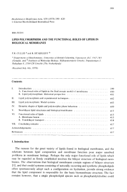 LIPID POLYMORPHISM AND THE FUNCTIONAL ROLES OF LIPIDS