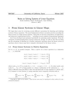 Notes on Solving Systems of Linear Equations 1 From Linear