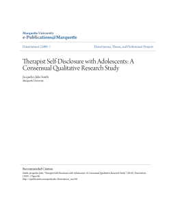 Therapist Self-Disclosure with Adolescents: A Consensual