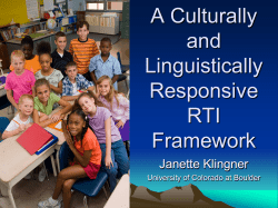 A Culturally and Linguistically Responsive RTI Framework