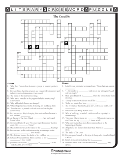 Crossword Puzzle for The Crucible