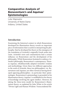 Comparative Analysis of Bonaventure`s and Aquinas` Epistemologies