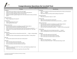 Comprehension Questions for Leveled Text