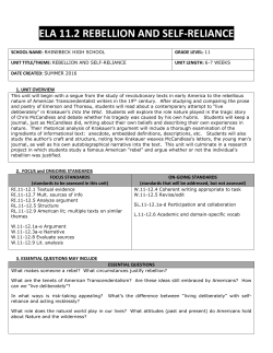 ELA 11.2 REBELLION AND SELF