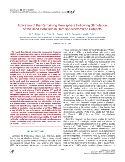 Activation of the Remaining Hemisphere Following Stimulation of