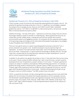 Geothermal Energy Association Issue Brief: Geothermal Provisions