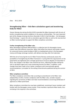 Strengthening Nibor &ndash; Oslo B&oslash;rs calculation agent