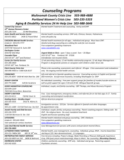 Counseling Programs Multnomah County Crisis Line 503-988