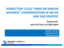 Subsection 111(5) &ldquo;Same or Similar Business&rdquo; Considerations in an