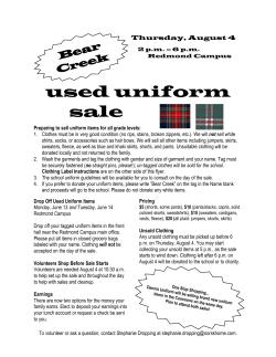 used uniform sale - The Bear Creek School