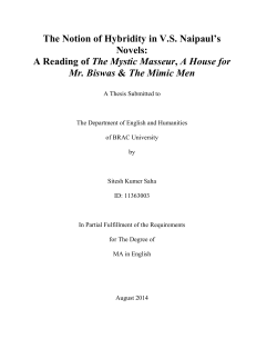 The Notion of Hybridity in V.S. Naipaul`s Novels: A Reading of The