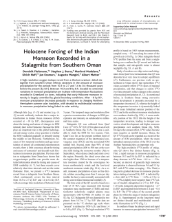 Holocene Forcing of the Indian Monsoon Recorded in a Stalagmite