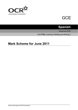 Spanish Mark Scheme for June 2011