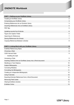 ENDNOTE Workbook - UOW Library Catalogue