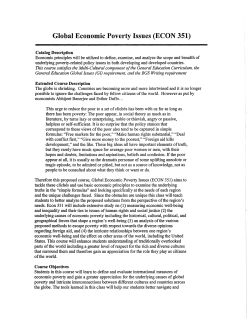 Global Economic Poverty Issues (ECON 351)