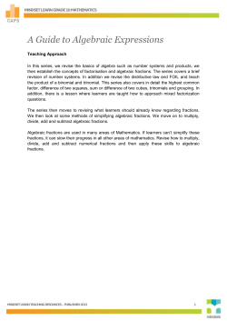 A Guide to Algebraic Expressions