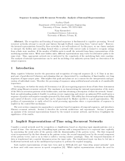Sequence Learning with Recurrent Networks: Analysis of Internal