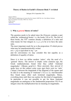 Theory of Ratios in Euclid`s Elements Book V revisited - IMJ-PRG