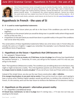 Hypothesis in French - the uses of Si