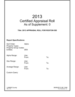 Certified Roll Report - Lamar County Appraisal District