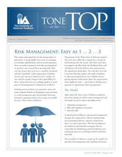 Risk Management: Easy as 1 &hellip; 2 &hellip; 3