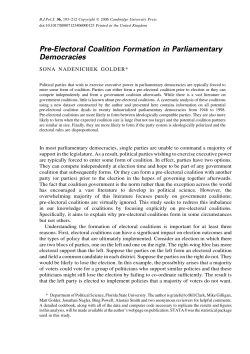 Pre-Electoral Coalition Formation in Parliamentary Democracies