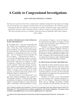 A Guide to Congressional Investigations