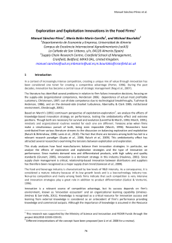 Exploration and Exploitation Innovations in the Food Firms1