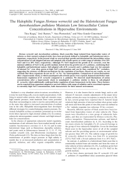 The Halophilic Fungus Hortaea werneckii and the Halotolerant