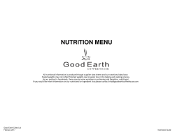GEC Standard - Nutritional and Options Menu