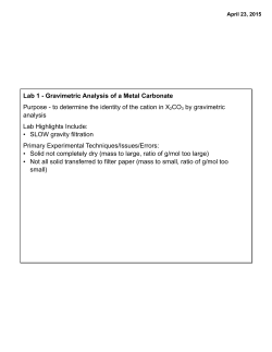 Lab 1 - Gravimetric Analysis of a Metal Carbonate Purpose