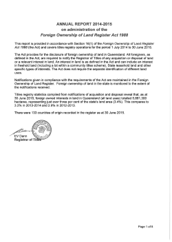 2015 Annual report - Foreign Ownership of Land Register Act 1988