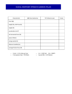 o 1 knot = 1.151 miles per hour o 1 horsepower (hp) = 746 Watts o 1