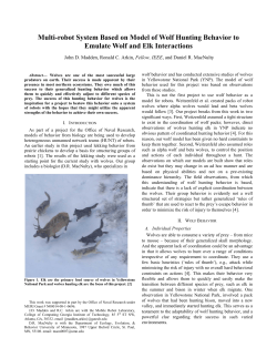 Multi-robot System Based on Model of Wolf Hunting Behavior to