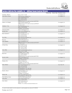 Southern California Film Availability List