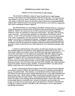 DEFERRED BALANCES TASK FORCE Statement of Jersey Central