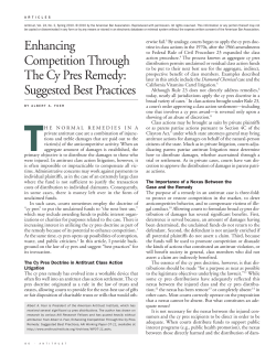 Enhancing Competition Through The Cy Pres Remedy