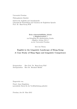 English in the linguistic landscape of Hong Kong : a case study of