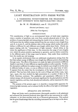 LIGHT PENETRATION INTO FRESH WATER