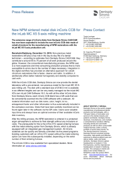 New NPM sintered metal disk inCoris CCB for the inLab MC X5 5