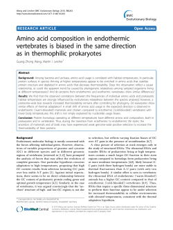 Amino acid composition in endothermic vertebrates