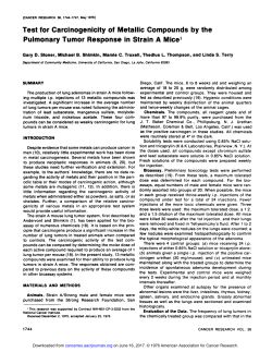 Test for Carcinogenicity of Metallic Compounds