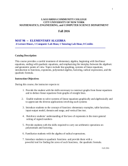 Elementary Algebra - LaGuardia Community College