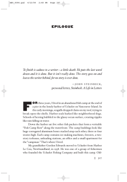 EPILOGUE To finish is sadness to a writer&mdash;a little death. He puts