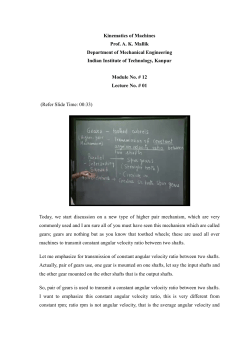 Kinematics of Machines Prof. A. K. Mallik Department of Mechanical