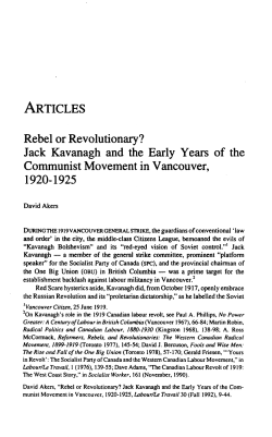 ARTICLES Rebel or Revolutionary? Jack